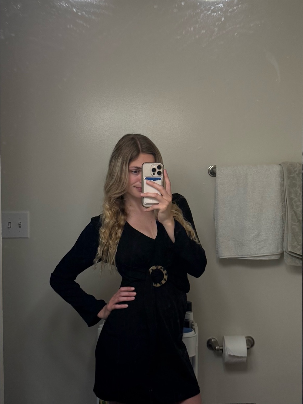 Topshop Black Wrap Mini Dress with Statement Buckle